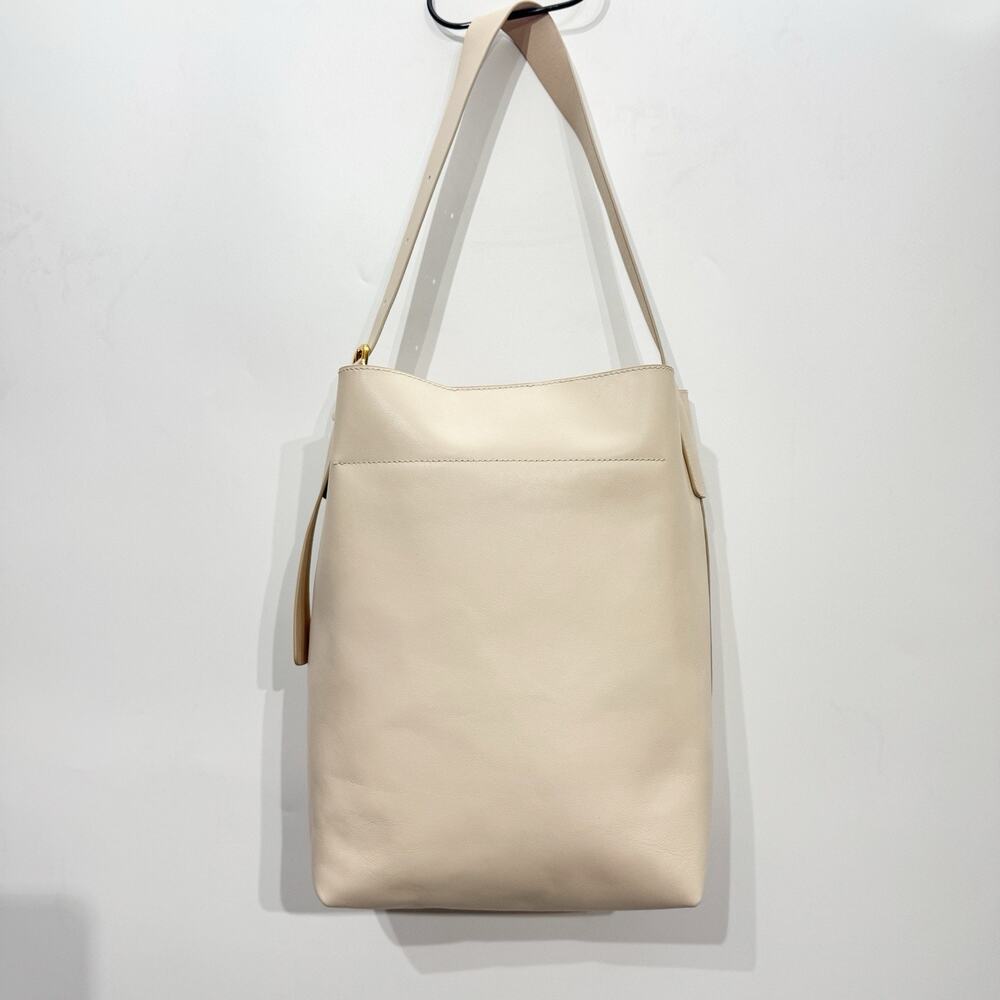 Madewell The Essential Bucket Tote Handbag Womens Ecru Ivory Leather NN396 NEW - Picture 2 of 11